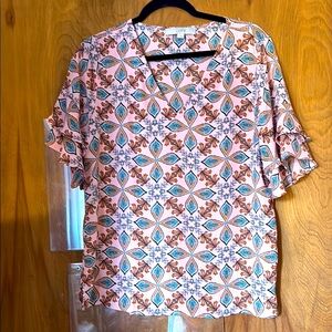 LOFT Women’s Mosaic Blouse with Bell Sleeves